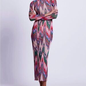 PatBO Dress Wave Printed Tulle Maxi Dress